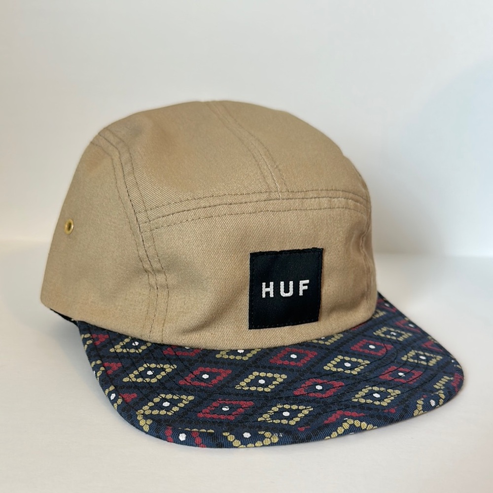 HUF Tan 5-Panel Hat with Geometric Pattern